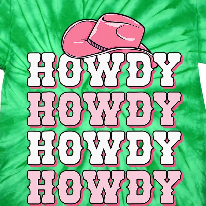 Pink Howdy Cow Western Country Cowgirl Texas Rodeo Tie-Dye T-Shirt