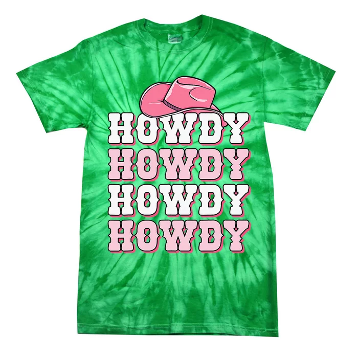 Pink Howdy Cow Western Country Cowgirl Texas Rodeo Tie-Dye T-Shirt