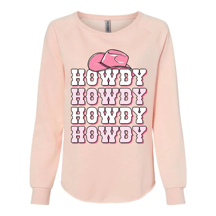 Pink Howdy Cow Print Western Country Cowgirl Texas Rodeo Womens California Wash Sweatshirt