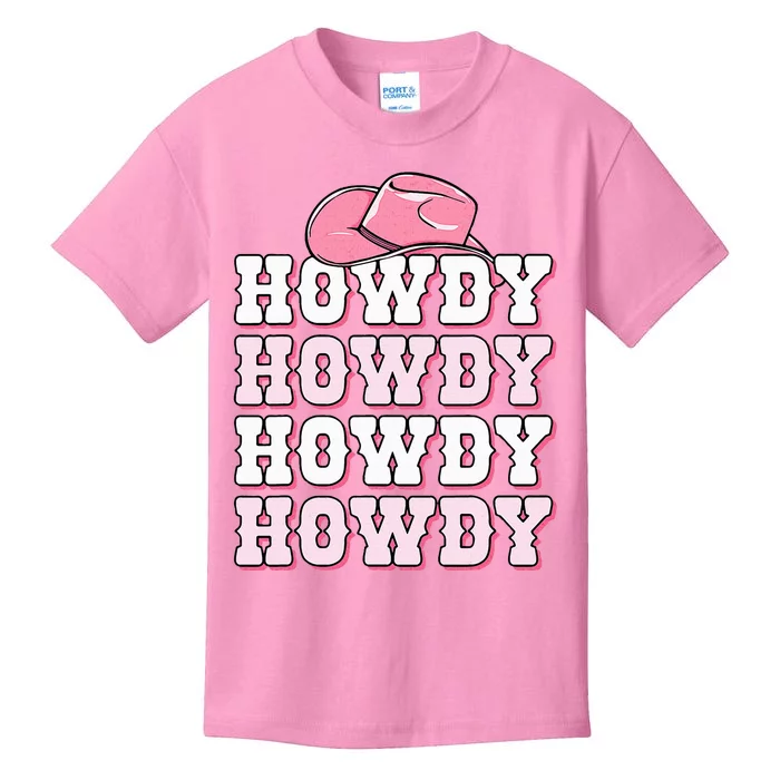 Pink Howdy Cow Print Western Country Cowgirl Texas Rodeo Kids T-Shirt