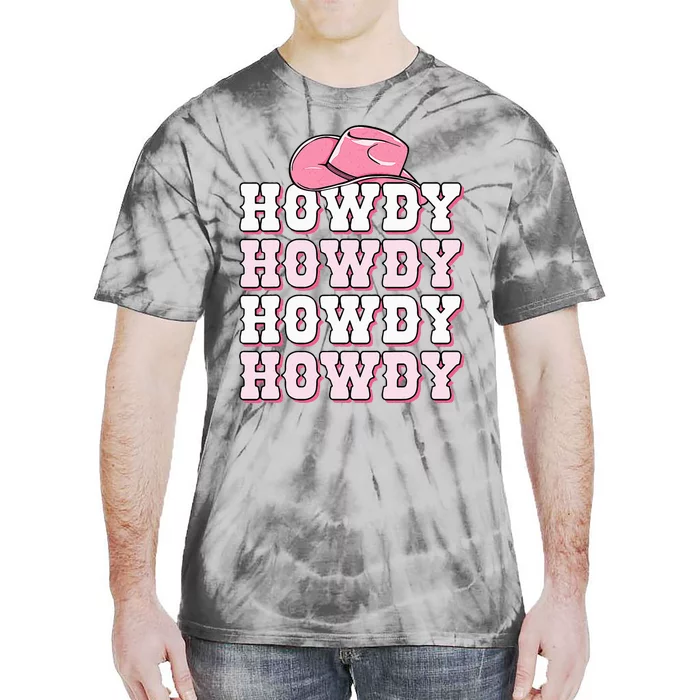 Pink Howdy Cow Print Western Country Cowgirl Texas Rodeo Tie-Dye T-Shirt