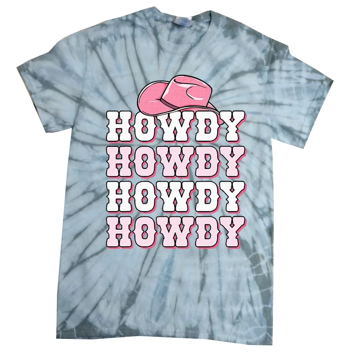 Pink Howdy Cow Print Western Country Cowgirl Texas Rodeo Tie-Dye T-Shirt