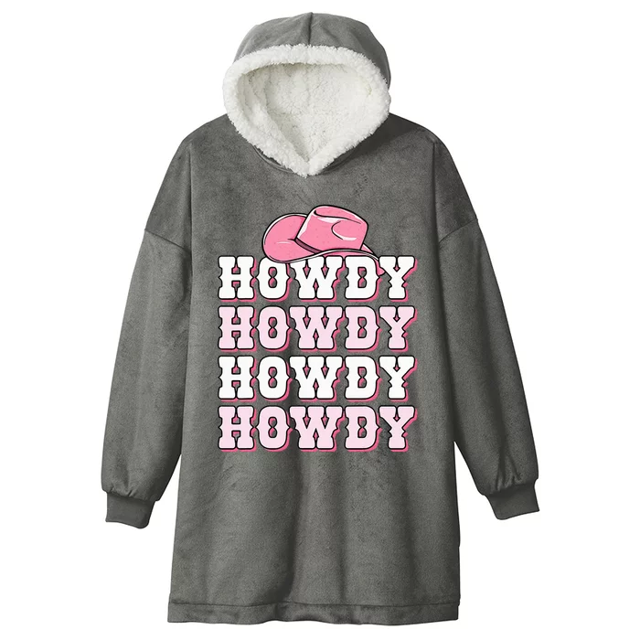 Pink Howdy Cow Print Western Country Cowgirl Texas Rodeo Hooded Wearable Blanket