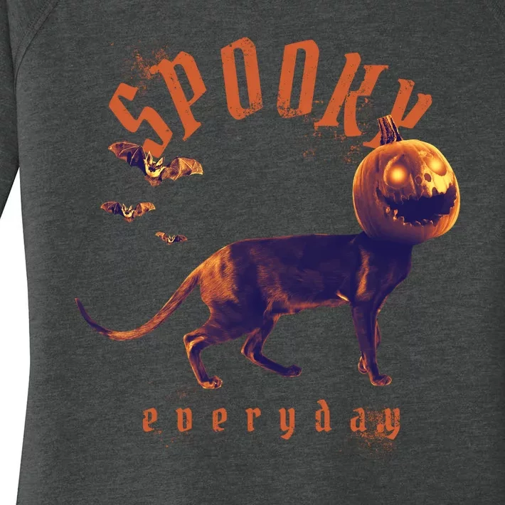 Pumpkin Head Cat Women's Perfect Tri Tunic Long Sleeve Shirt