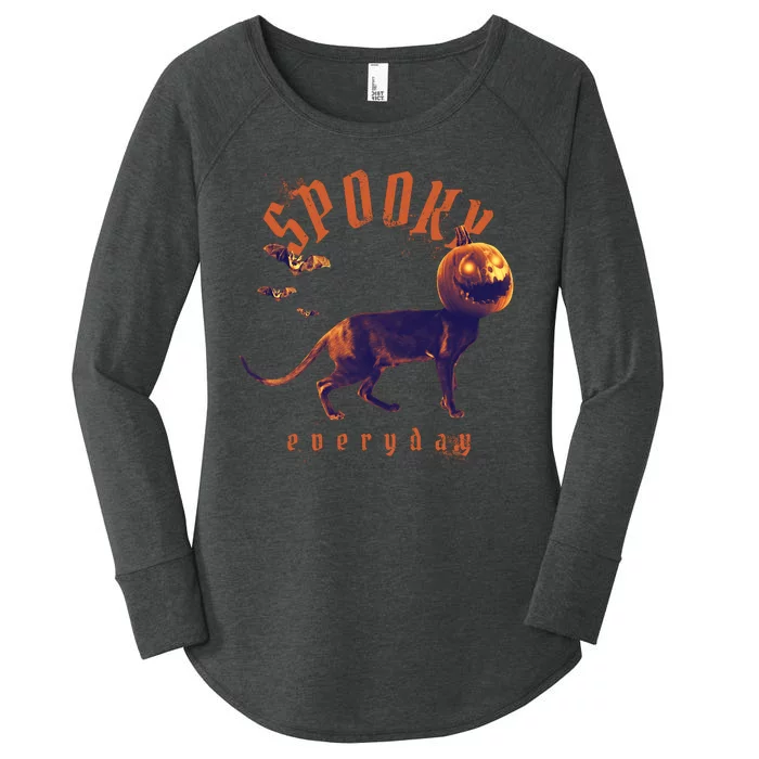 Pumpkin Head Cat Women's Perfect Tri Tunic Long Sleeve Shirt