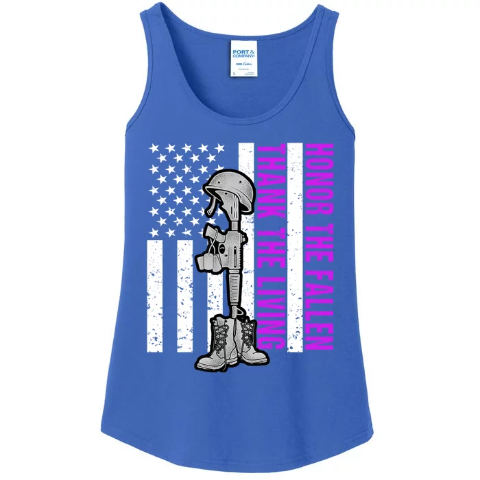 Purple Heart Day Military Honor The Fallen Thank The Living Gift Ladies Essential Tank