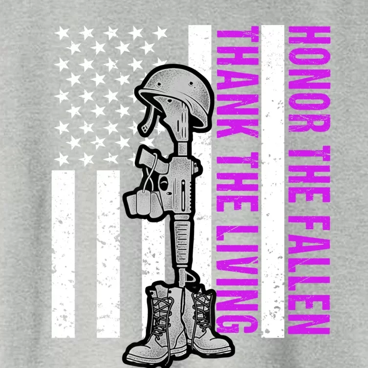 Purple Heart Day Military Honor The Fallen Thank The Living Gift Women's Crop Top Tee