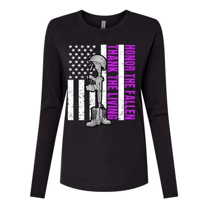 Purple Heart Day Military Honor The Fallen Thank The Living Gift Womens Cotton Relaxed Long Sleeve T-Shirt