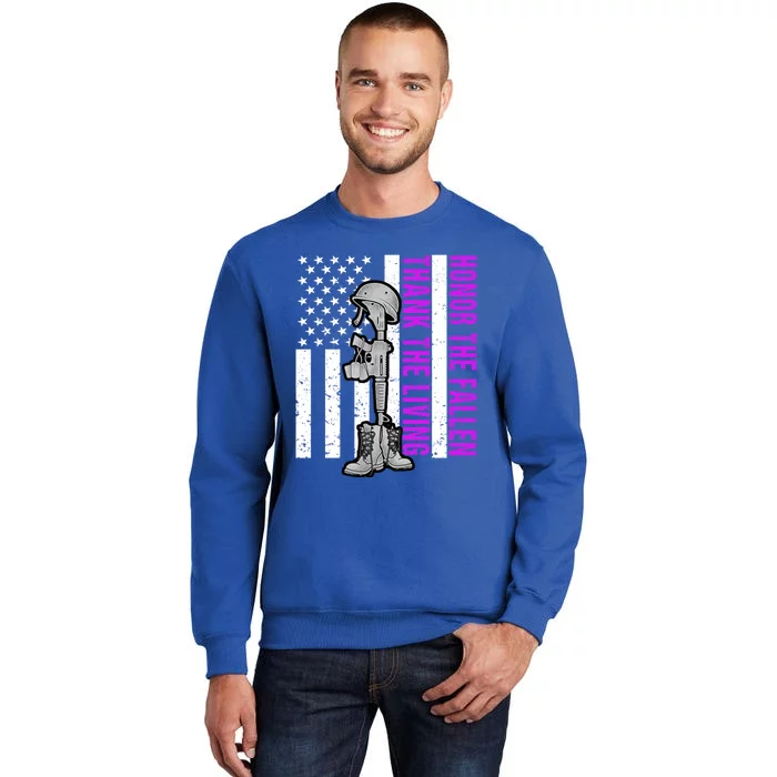 Purple Heart Day Military Honor The Fallen Thank The Living Gift Tall Sweatshirt