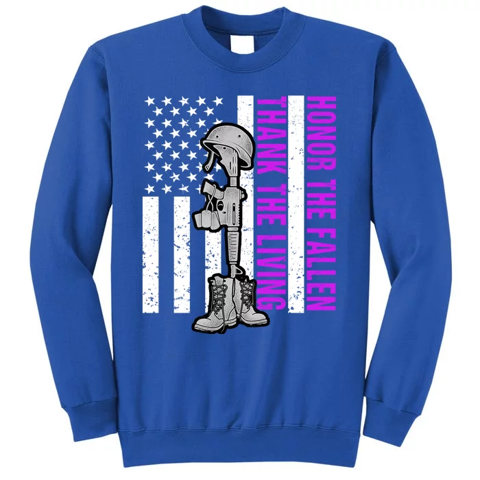 Purple Heart Day Military Honor The Fallen Thank The Living Gift Tall Sweatshirt