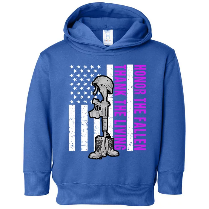 Purple Heart Day Military Honor The Fallen Thank The Living Gift Toddler Hoodie