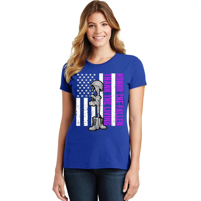 Purple Heart Day Military Honor The Fallen Thank The Living Gift Women's T-Shirt