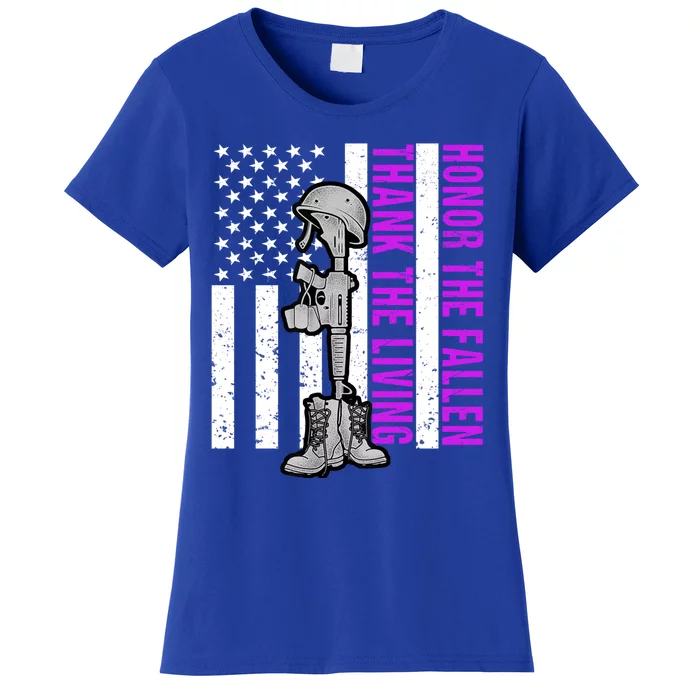 Purple Heart Day Military Honor The Fallen Thank The Living Gift Women's T-Shirt