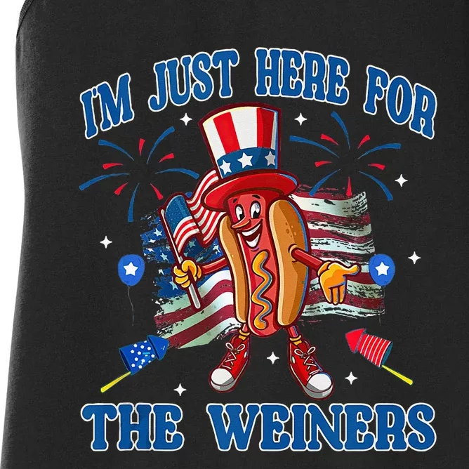 Patriotic Hot Dog Im Just Here For The Wieners 4th Of July Women's Racerback Tank