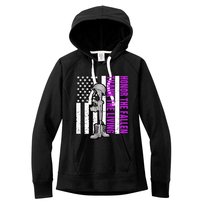 Purple Heart Day Military Honor The Fallen Thank The Living Cool Gift Women's Fleece Hoodie