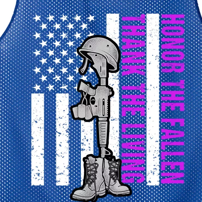 Purple Heart Day Military Honor The Fallen Thank The Living Cool Gift Mesh Reversible Basketball Jersey Tank