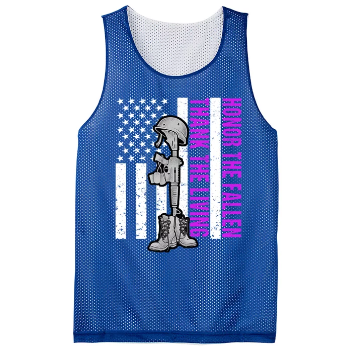 Purple Heart Day Military Honor The Fallen Thank The Living Cool Gift Mesh Reversible Basketball Jersey Tank