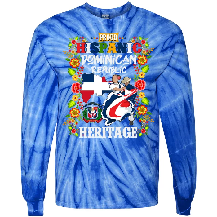 Proud Hispanic Dominican Republic Heritage Tie-Dye Long Sleeve Shirt