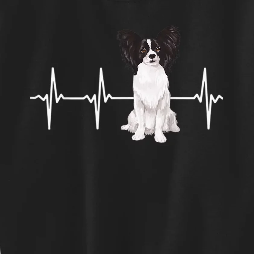 Papillon Heartbeat Dog Lover Kids Sweatshirt