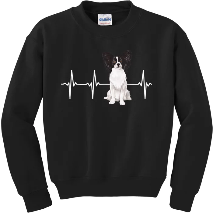 Papillon Heartbeat Dog Lover Kids Sweatshirt