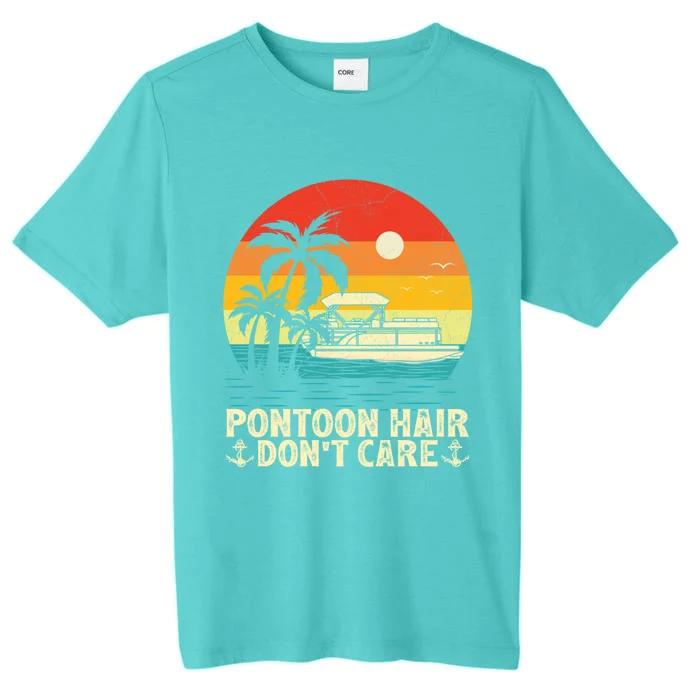 Pontoon Hair Dont Care Vintage Sunset Pontoon Boat Captain Great Gift ChromaSoft Performance T-Shirt