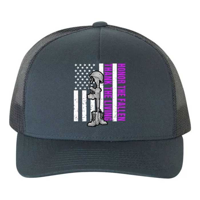 Purple Heart Day Military Honor The Fallen Thank The Living Gift Yupoong Adult 5-Panel Trucker Hat