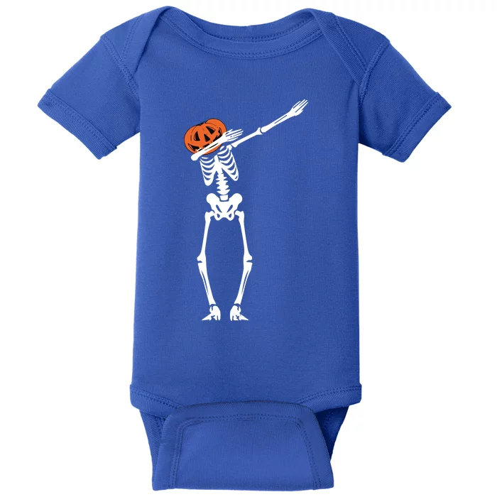 Pumpkin Head Dab Skeleton Halloween Gift Baby Bodysuit