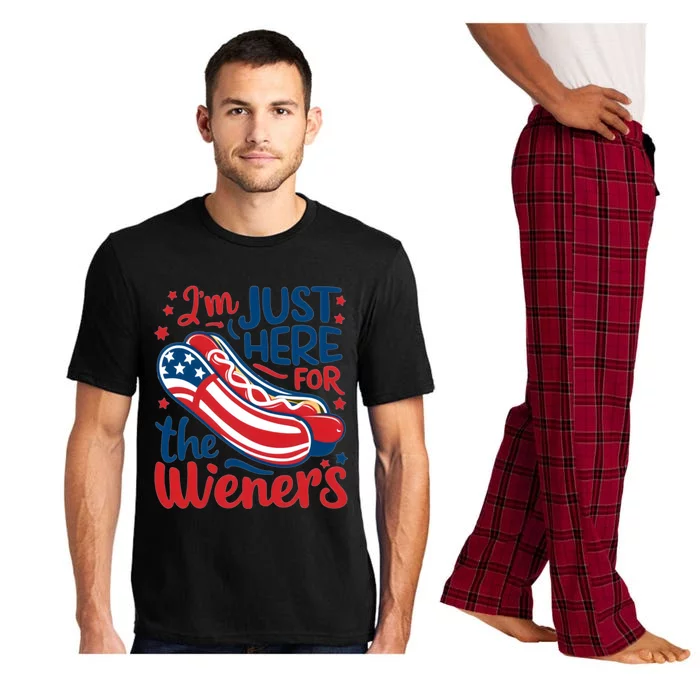 Patriotic Hot Dog IM Just Here For The Wieners Great Gift Pajama Set