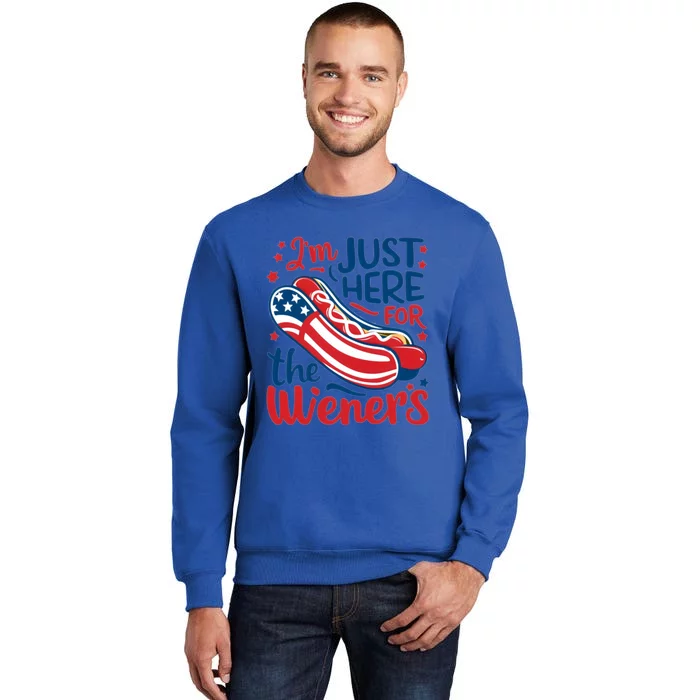 Patriotic Hot Dog IM Just Here For The Wieners Great Gift Sweatshirt