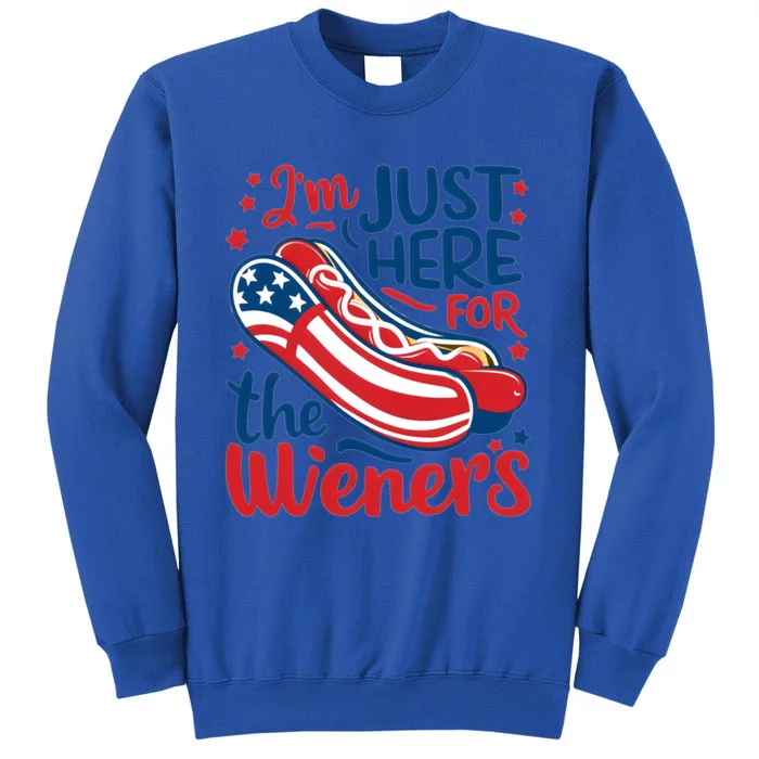 Patriotic Hot Dog IM Just Here For The Wieners Great Gift Sweatshirt