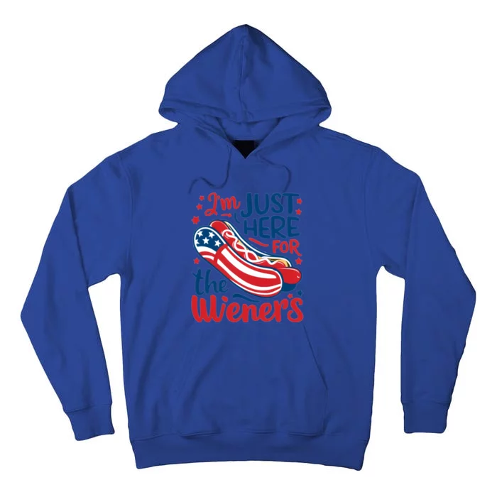 Patriotic Hot Dog IM Just Here For The Wieners Great Gift Tall Hoodie