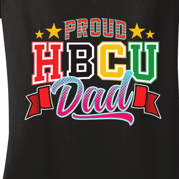 Proud HBCU Dad Father's Day Black College African American Women's V-Neck T-Shirt