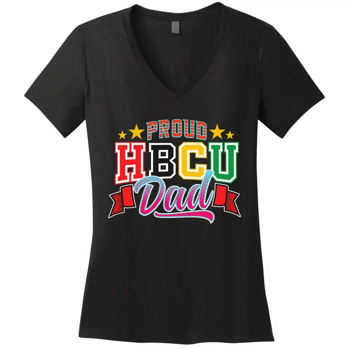 Proud HBCU Dad Father's Day Black College African American Women's V-Neck T-Shirt