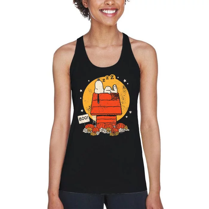 Peanuts Halloween Doghouse Boo Pumpkins Women's Racerback Tank