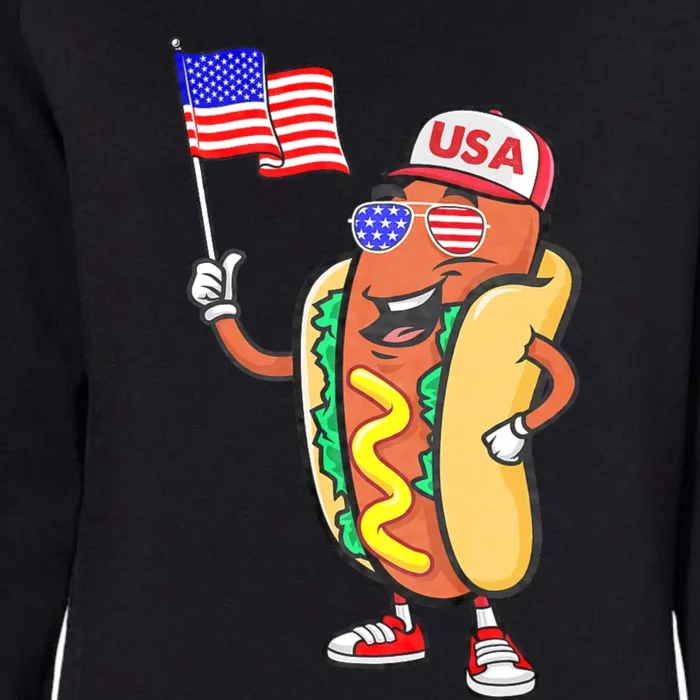 Patriotic Hot Dog American Flag Usa Funny 4th Of July Fourth Womens California Wash Sweatshirt