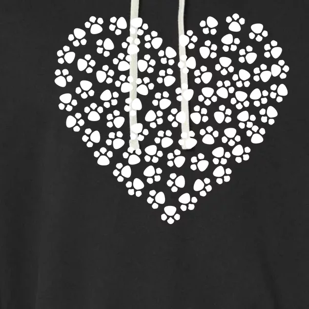 Pawprint Heart Dog Lover Garment-Dyed Fleece Hoodie