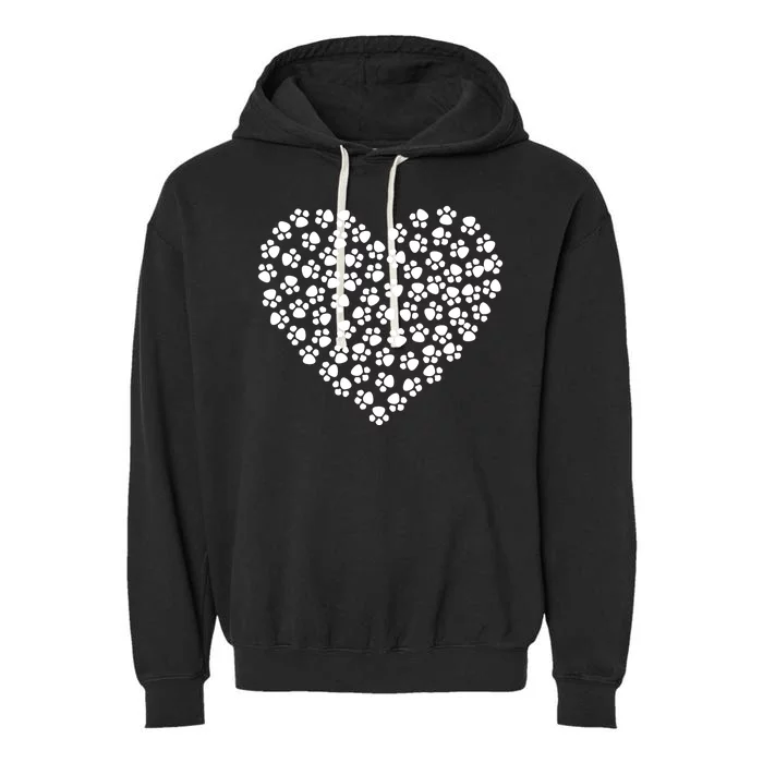 Pawprint Heart Dog Lover Garment-Dyed Fleece Hoodie