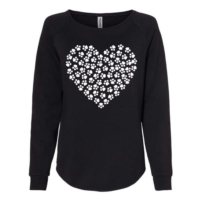 Pawprint Heart Dog Lover Womens California Wash Sweatshirt