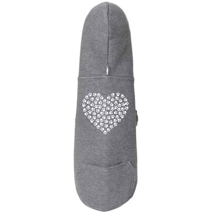 Pawprint Heart Dog Lover Doggie 3-End Fleece Hoodie