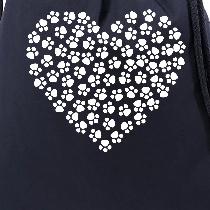 Pawprint Heart Dog Lover Drawstring Bag