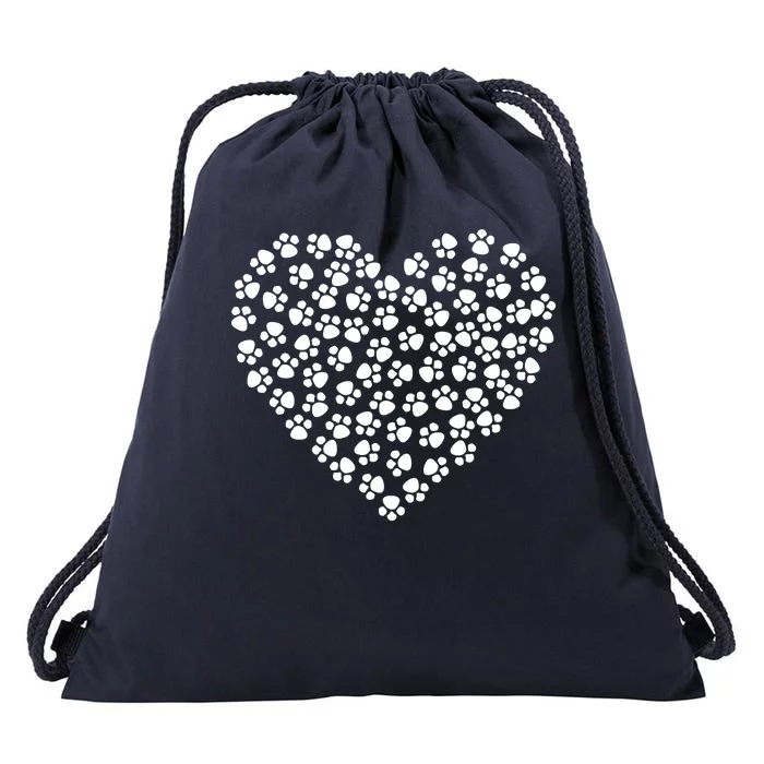 Pawprint Heart Dog Lover Drawstring Bag