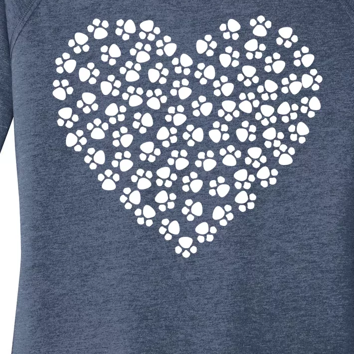 Pawprint Heart Dog Lover Women's Perfect Tri Tunic Long Sleeve Shirt