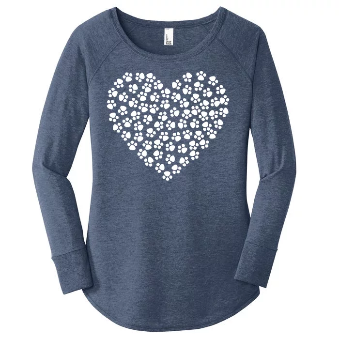 Pawprint Heart Dog Lover Women's Perfect Tri Tunic Long Sleeve Shirt