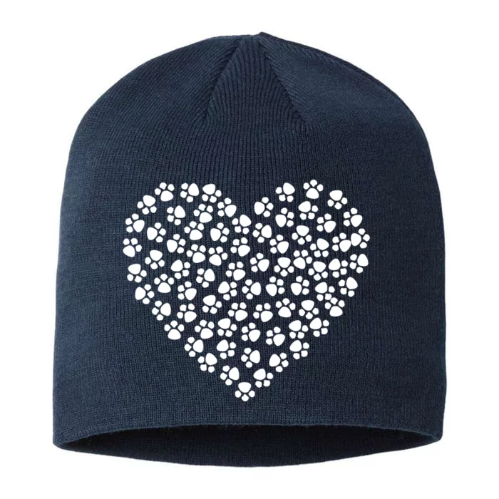 Pawprint Heart Dog Lover 8 1/2in Sustainable Knit Beanie