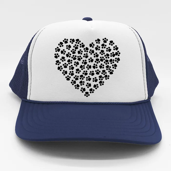 Pawprint Heart Dog Lover Trucker Hat