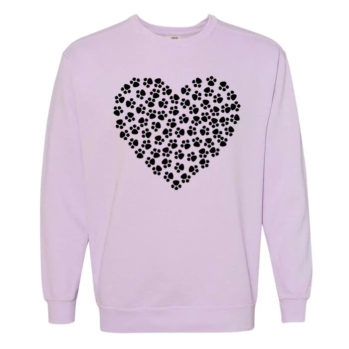 Pawprint Heart Dog Lover Garment-Dyed Sweatshirt