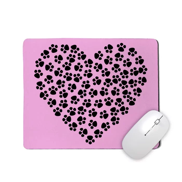 Pawprint Heart Dog Lover Mousepad