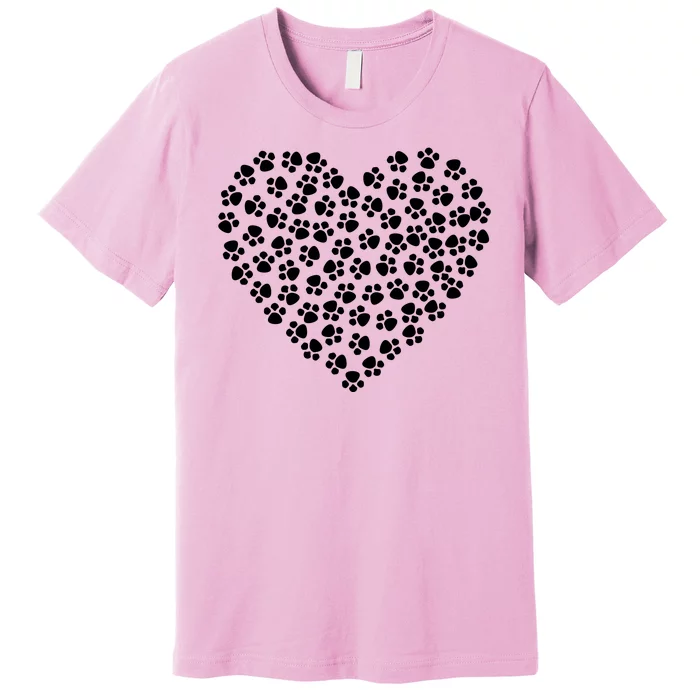 Pawprint Heart Dog Lover Premium T-Shirt