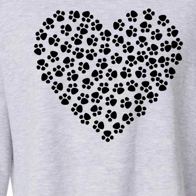 Pawprint Heart Dog Lover Cropped Pullover Crew