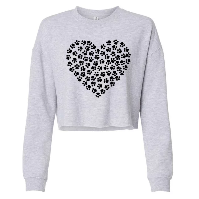 Pawprint Heart Dog Lover Cropped Pullover Crew